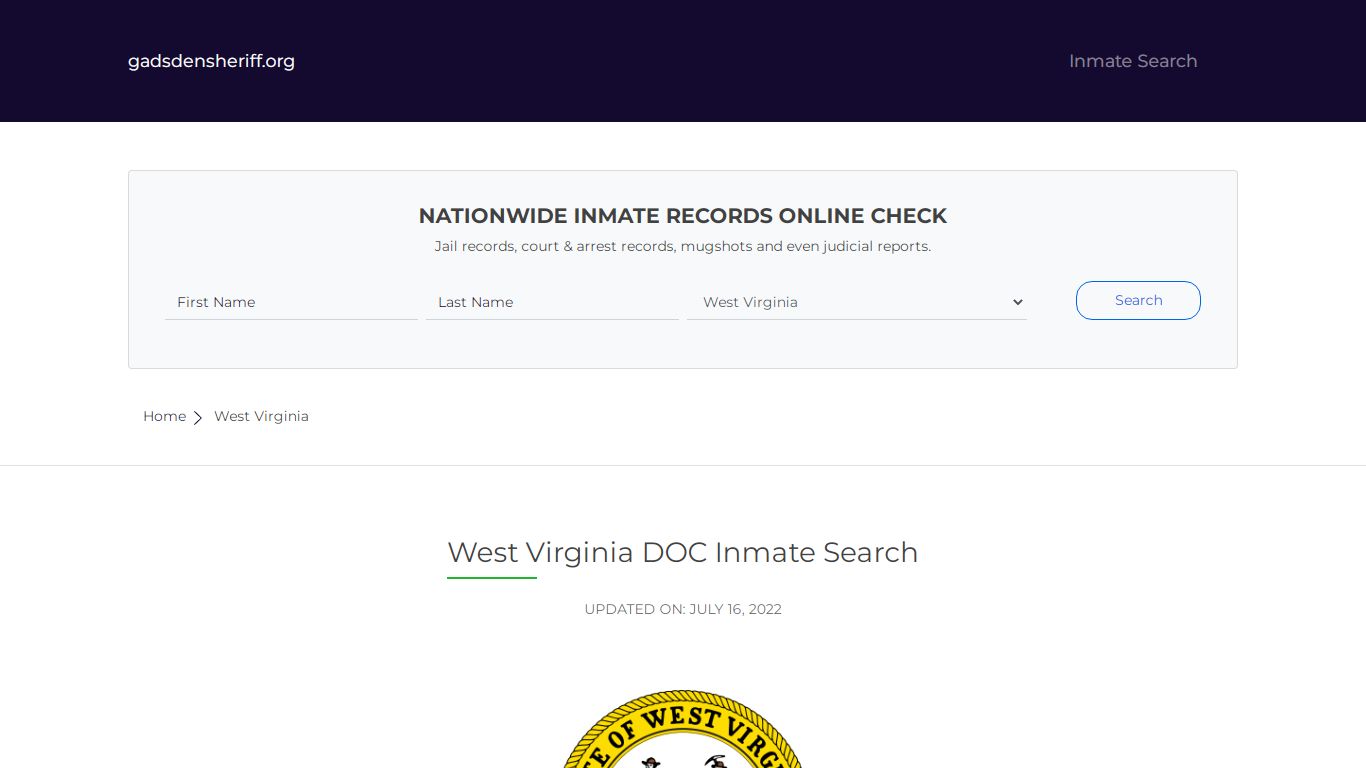 West Virginia DOC Inmate Locator - Gadsden County